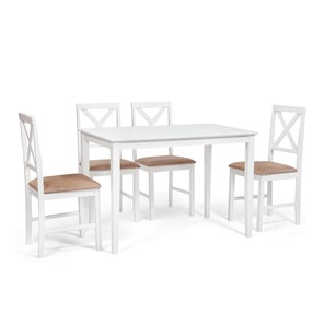 Обеденная зона Хадсон (стол + 4 стула) id 13693 pure white (белый 2-1) арт.13693 в Магадане